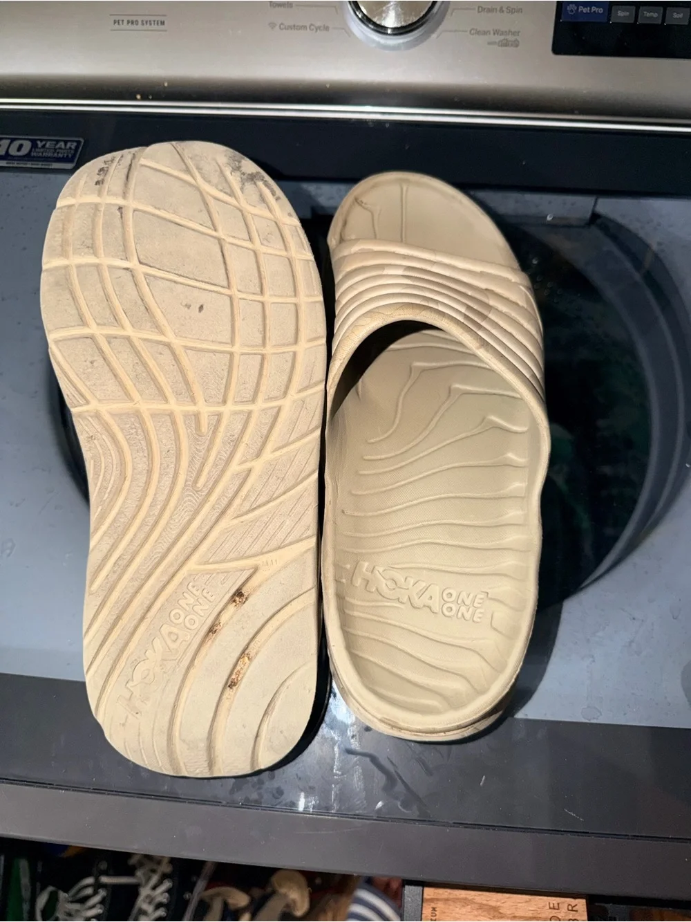 HOKA ONE ONE Ora Recovery Slides Beige Cream Camo Comfort Sandals Sz 11